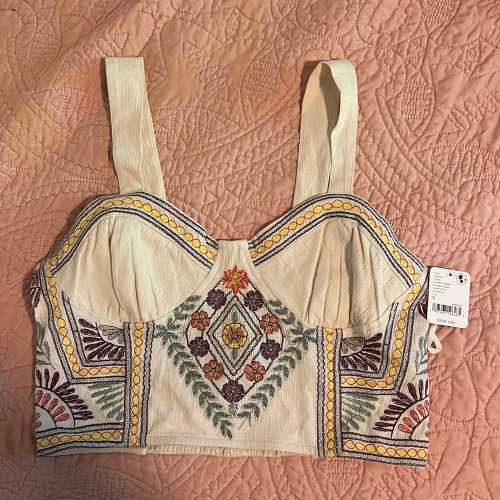 FREE PEOPLE EMBROIDERED CORSET TOPNEW WITH TAGS